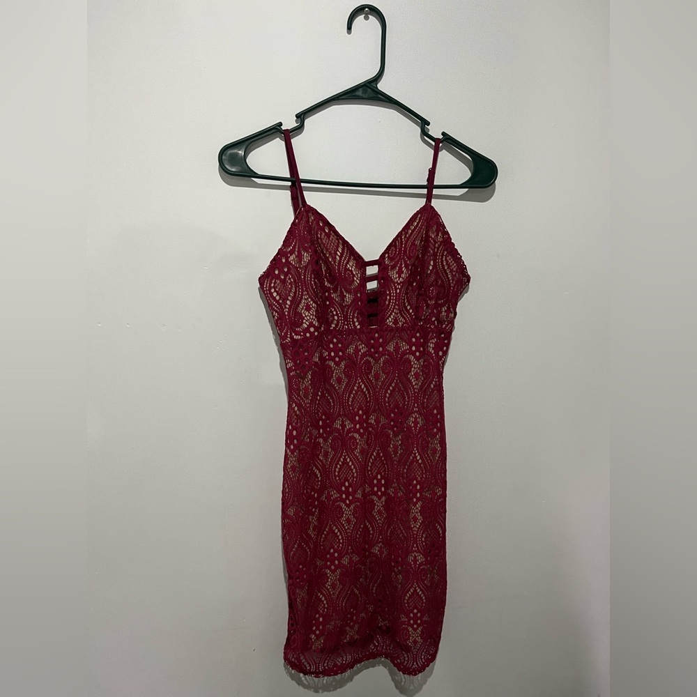 Elegant Burgundy Lace Dress